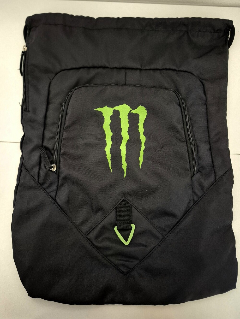 Black and Green Monster Energy Drawstring Backpack Bag